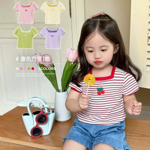 BOBOHO – ATASAN KAOS ANAK PEREMPUAN LENGAN PENDEK KERAH PERSEGI MOTIF BUAH-BUAHAN LUCU