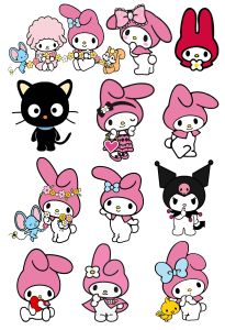 MY MELODY Sticker Dinding size 8 cm vinyl white waterproof