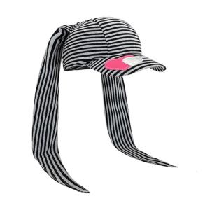 2000s Styles Lovely Bunnies Ear Baseball Hat With Heart Patches and Stripes Pattern Design For Trendy Women and Teens