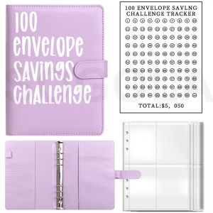 A5 100 Envelope Challenge Budget Organizer Binder Color Savings Budget Notebook Reusable Savings Binder Planner