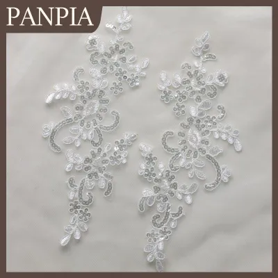 PANPIA 1 cặp ren hoa thêu vải các bản vá lỗi đính TRIM Stickers cho jeans áo khoác hat DIY sửa chữa & trang trí