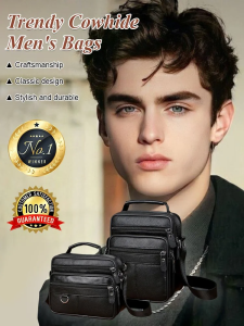 Mens small head layer cowhide satchel multifunction travel bag