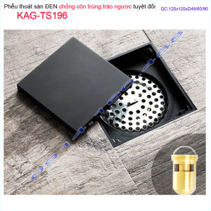 Thoát sàn màu đen 12x12cm KAG-TS196 màu đen phễu thoát sàn chống hôi màu đen