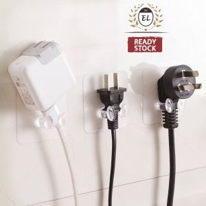 Plug Holder Wall Mount🔥Ready Stock🔥Socket Transparent Adhesive Hook Multipurpose Cable USB Storage 无痕透明插头挂