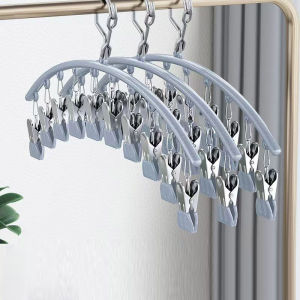 Stainless Steel Clothes Hanger Anti Wind Clothes Laundry Socks Drying Drip Hanger Penyidai Penyangkut Baju Sidai 晾衣架晒衣夹