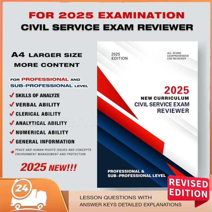 civil service reviewer 2025 edition Professional level Sub-professional level cse reviewer Course lectures + practice test questions with answer keys & explanations