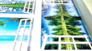 Custom wallpaper mural Self Adhesive Poster Beach Island Tulip Floral Garden Fake Window Landscape Wall Decor wall decoration sticker