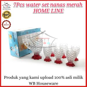 7pcs water set nanas merah / cangkir gelas minum motif nanas HOME LINE (1)