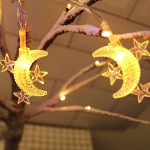 Ramadan decoration lampu raya lampu kelip kelip raya warna warni panjang pelita hari raya decoration lampu raya klip klip lampu kelip bateri led lampu hiasan for room 1.5M 5M 10M Star Moon Fairy lights