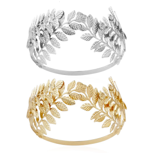 ที่คาดผมแฟชั่นประดับศีรษะสีทองแบบปรับได้มงกุฎใบไม้โลหะเจ้าสาวสง่างามสำหรับงานแต่งงานงานปาร์ตี้งานเฉลิมฉลองตามธีม