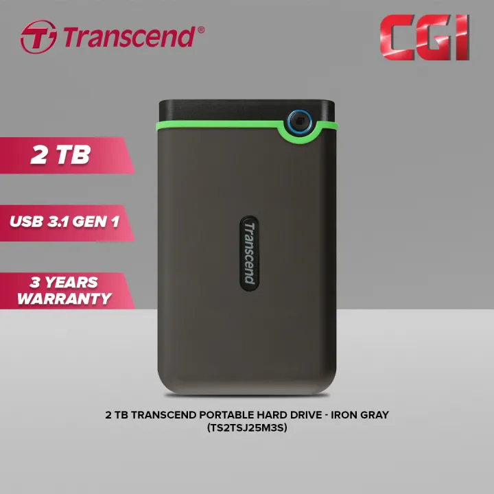 Transcend StoreJet 25M3 Slim 2TB 2.5 Portable HDD - Iron Gray (TS2TSJ25M3S)