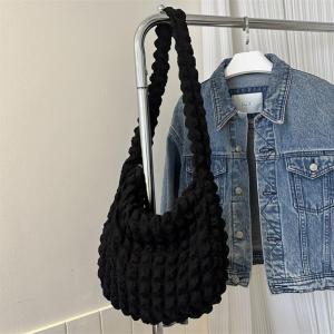 กระเป๋าถือสีลูกกวาดกระเป๋าสะพายไหล่ไนลอนอัดพลีทกระเป๋าสะพายข้างของผู้หญิงความจุมากกระเป๋าสะพายแบบสลับถือได้ผู้หญิงแบบเรียบง่าย