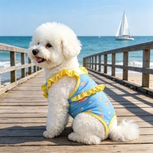OUTOPEN Cartoon Print Dog Bikini Vest Breathable Stretchy Pet Cooling Vest Pet Apparel Soft Vest Swimwear Beach Vacations