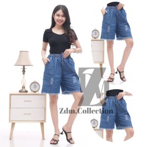 Celana Pendek Wanita 3/4 | Standar&Jumbo | Rawis-Sobek | LightBlue/Bue | ALL-SIZE FIT TO (M L XL XXL)