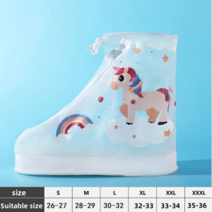Rain Boots for Boy Girl Waterproof Anti-Slip Rain Boot Cover for Kids Outdoor Cartoon Shoe Cover