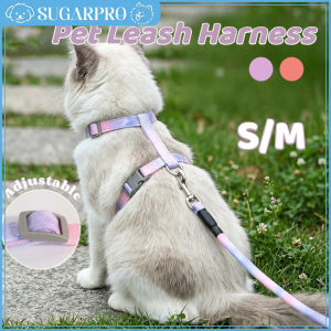 Pet Adjustable Cat Harness Leash Gradient Escape Proof Soft Lightweight Kitten Strap for Travel