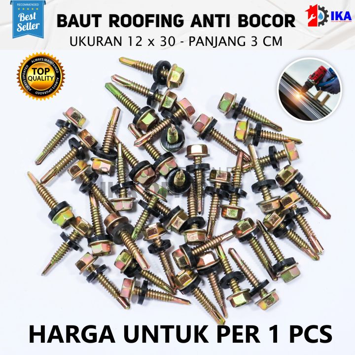 Baut baja ringan l baut Skrup Baja Ringan 12 x 30 (3cm) Harga Termurah- 100pcs   Mild Steel Bolts  roofing sekrup paku rivet rifet self drilling screw atap plafon seng galvalum alumunium besi kayu pvc fastener ecer canal c fiber glass sekrup
