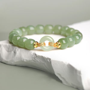 🔥🔥Roman Holiday Natural Hetian Jade China Style Lucky Buckle Bracelet Beaded Bracelet Women Chinese-style Vintage Bracelet Retro Natural Stone Jewelry High Grade Gifts For Lover Women Girls Amulet Wristband
