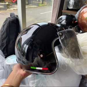 Helm Bogo Retro Motif Api Vintage SNI Pria Wanita Dewasa