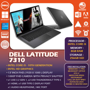 🔥DELL LATITUDE 7200/7300 SERIES - CORE i5/i7/M PROCESSOR - 12/13 INCH FHD DISPLAY (TOUCHSCREEN 2 IN 1) - 5/7/8/10/M/11th GEN - 1 YEAR WARRANTY🔥