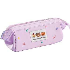 CUNXIN Embroidered Kawaii Pencil Bag Bear Pattern Large Capacity Pen Pencil Case Cartoon Pencil Case Zipper Stationery Bag School