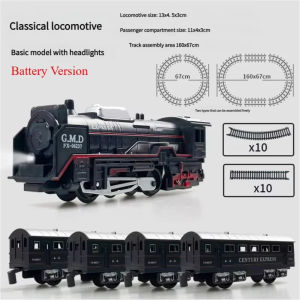 Battery Operated Water Steam Locomotive - Classic Railway Freight Train Track Playset Kids Simulation Toy Gift