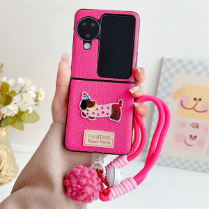 WIth Bracelet 3D Cartoon Luxury Retro PU Leather Hard Flip Case For Oppo Find N2 Flip Find N3 Flip 2In1 Shockproof Phone Cover Casing