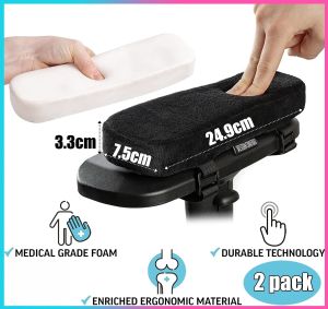 2pcs Office Chair Armrest Covers Foam Armrest Cushion Elbow Rest pad Support Relief Home Office Protector Universal Fit For Home Or Office Chair For Elbow Relief Support Arm Long Soft Replacement Work Station