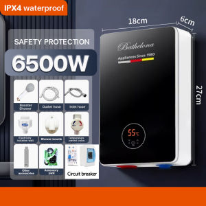 Smart instant electric water heater 220V household instant hot shower set fast heating household temperature control smart LED display 3-second hot water over-temperature protection 6500W adjustable instant electric shower