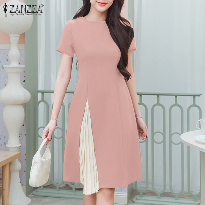 Knee Length Short Sleeve Summer Dresses Knee Length White Dress