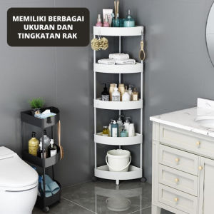 Rak roda troli sudut dapur rak sudut kamar mandi rak segitiga sudut serbaguna