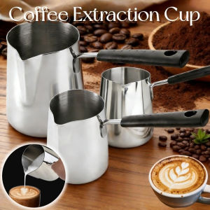 Stainless Steel Coffee Extraction Cup Long Handled Coffee Pull Flower Frothing Jug Wax Melting Pot