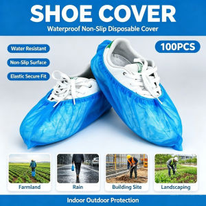 100Pcs/50 Pair Waterproof Anti Slip Disposable Shoe Covers Thick Non Woven Protective Boot Covers