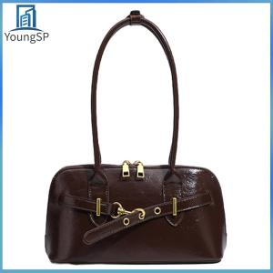 [Fast Delivery] Women PU Leather Shoulder Bag Vintage Underarm Bag Trendy Tote Bags for Work Shopping Travel Daily