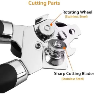 3-in-1 Stainless Steel Tin Can Opener Cordless Tin Opener with Lids Off Jar Opener and Bottle Opener