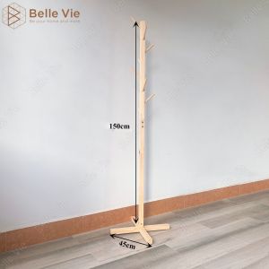 Cây treo quần áo đứng bằng gỗ / Giá treo đồ lắp ghép kiểu Hàn