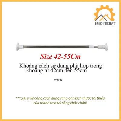 Thanh Treo Quần Áo Đa Năng Không Khoan Tường Inox 304 Emo Thép Chống Gỉ Sơn Tĩnh Điện Cao Cấp - Chịu Lực Tốt – Dễ Dàng Lắp Đặt
