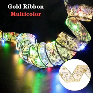 Christmas Ribbon Fairy Lights Decor for Christmas Tree Home Event Party Home Decoration