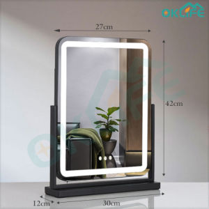 [OKLIFE. SG]Touch Screen Smart Rotation Makeup Mirror/Rectangle Makeup Mirror LED Vanity Mirror with Light