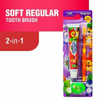 KODOMO PASTA GIGI & SIKAT GIGI ANAK 2 IN 1 SOFT REGULER