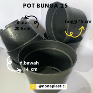 Pot bunga 25 hitam dimensi 21 cm paket isi 1 sd/ 150 pcs