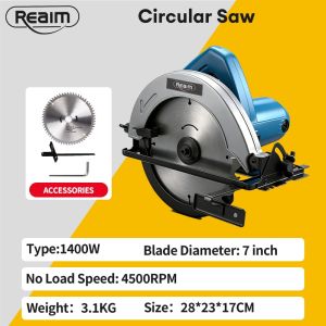 REAIM Circular Saw - Heavy Duty 7INCH 1400W Industrial Electric Wood Cutter & Power Tool