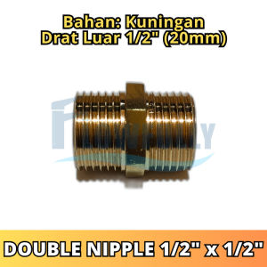 DOUBLE NIPPLE 1/2 x 1/2 INCH KUNINGAN NEPEL DOBEL DRAT LUAR