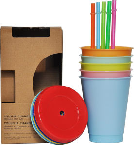 SOBY PH - 16oz Color Changing Cup Color Changing Cups with Lids and Straws