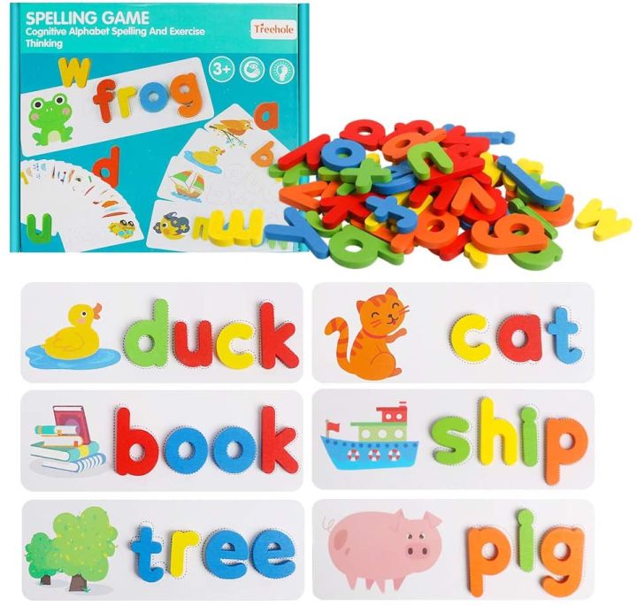 Alphabet Spelling Game Educational Montessori Wooden Toy Cardboard ABC ...