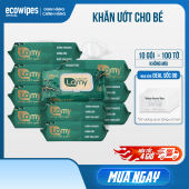 Thùng 10 gói khăn ướt LAMY 100 tờ không chất tẩy trắng không cồn không paraben