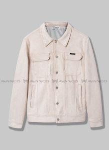 Áo khoác da lộn nam cổ bẻ cao cấp AVANCO form ôm vừa người mặc cực đẹp mẫu mới 2024