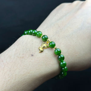 vòng tay nữ đá diopside tự nhiên mix charm hồ ly vàng tây vòng tay đá phong thuỷ hợp mệnh mộc mệnh hoả trang sức thiết kế đủ hoá đơn thẻ bảo hành