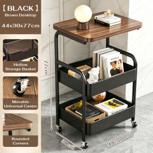 Carbon Steel Trolley Rack Kitchen Storage Rack Movable Bathroom Bedroom 3 Tiers Organizer