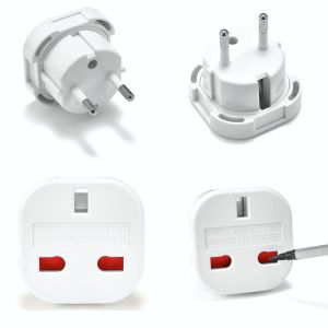 HUGHES 10A 250V High Quality EU Plug Converter UK British Adapter 2 Round Pin Socket Electrical Outlets UK To EU Plug Plug Converter EU Plug Adapter UK to EU Socket Adapter